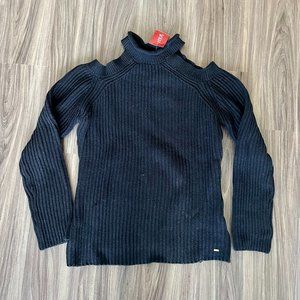 Guess Cold Shoulder Black Sweater NWT